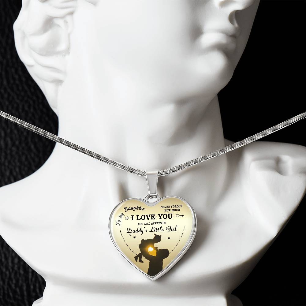 To My Daughter Heart Necklace Pendant - Luxury Silver, Gold Includes Gift Box!