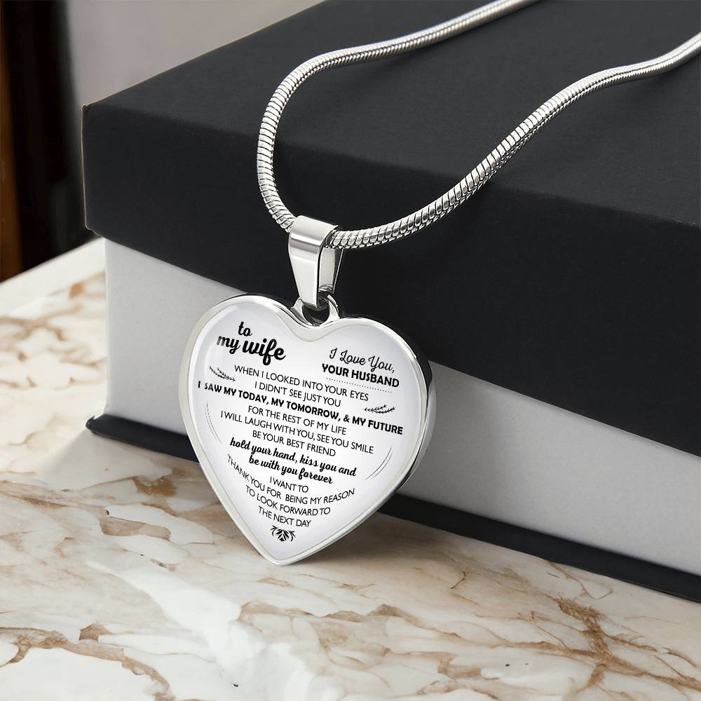 Wife And Husband I Love You Jewelry - To My Wife Gift Heart Necklace From Daughter On Xmas