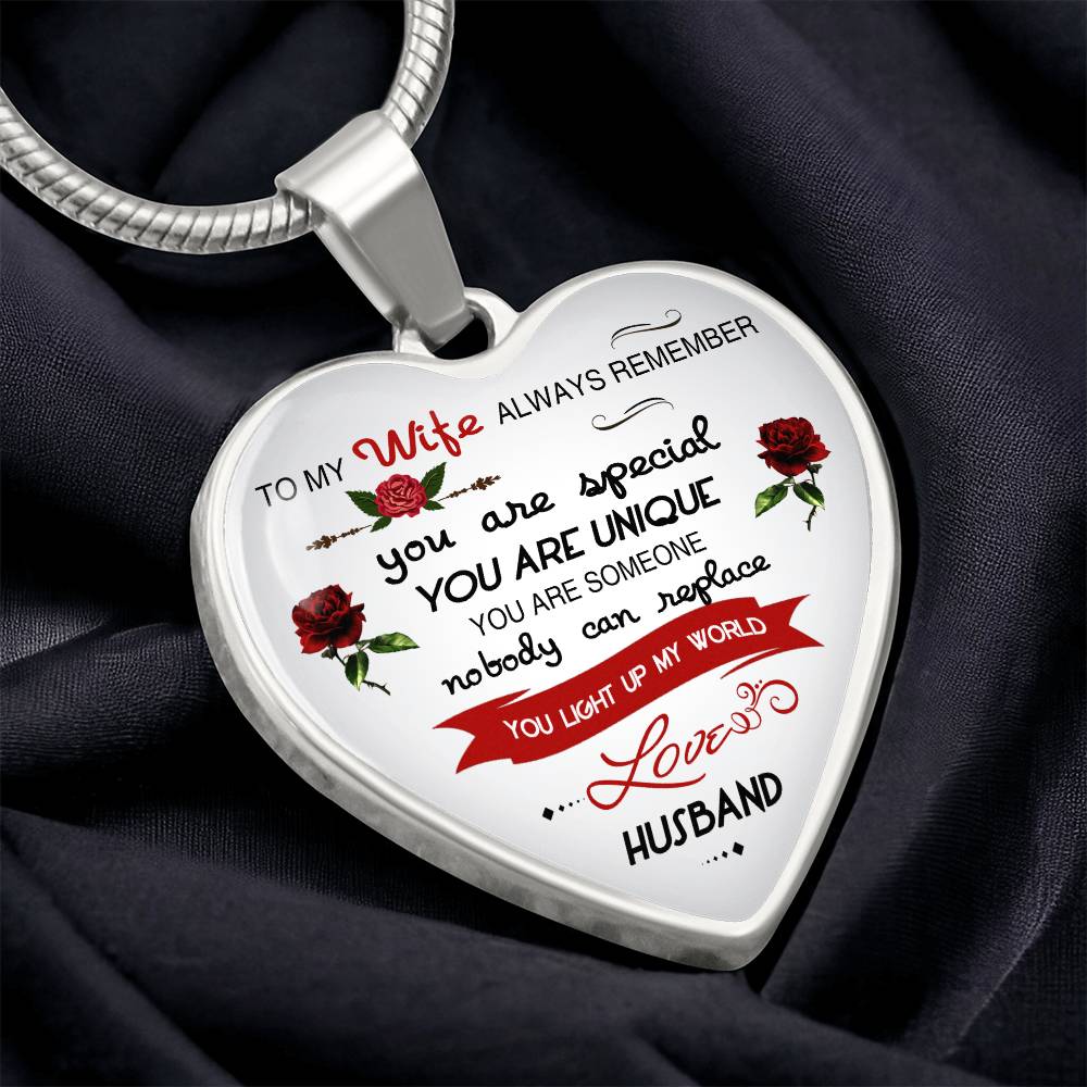 To My Wife Always Remember Heart Necklace Luxury Silver, Gold Includes Gift Box!