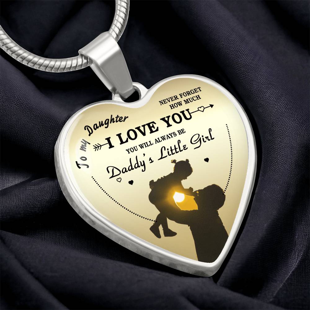 To My Daughter Heart Necklace Pendant - Luxury Silver, Gold Includes Gift Box!