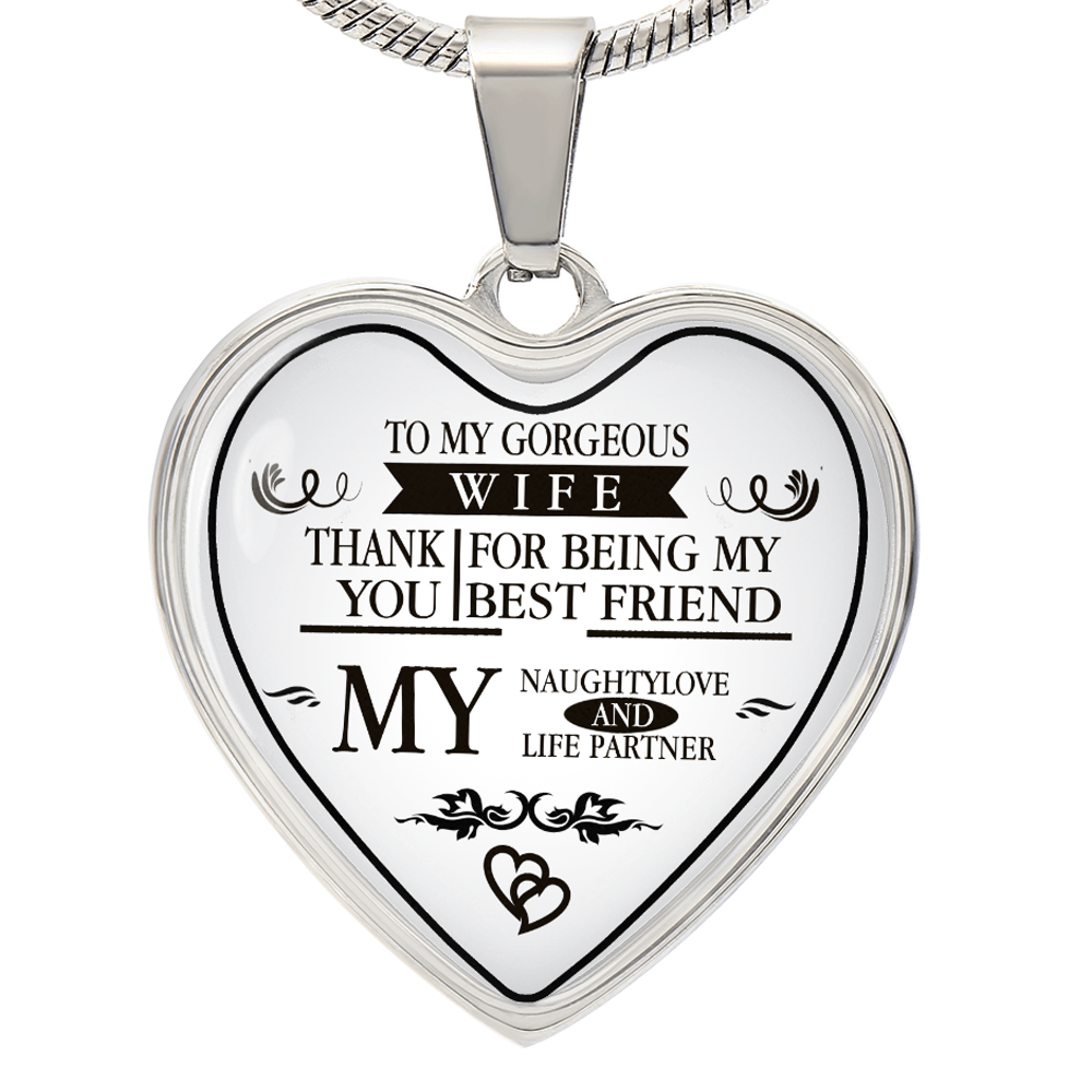 To My Gorgeous Wife And Husband Heart Necklace Luxury Silver, Gold Gift Box!