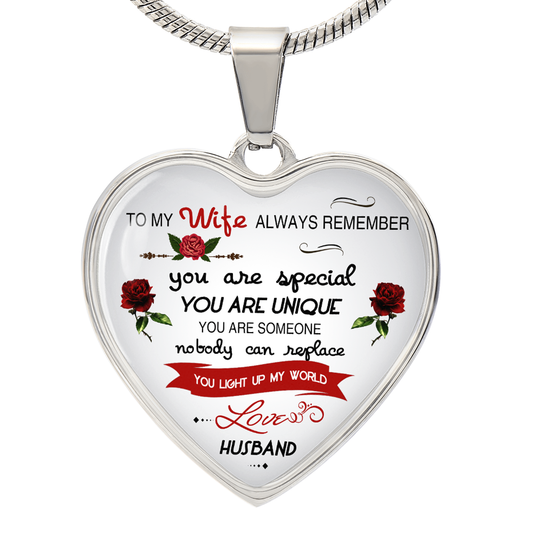To My Wife Always Remember Heart Necklace Luxury Silver, Gold Includes Gift Box!