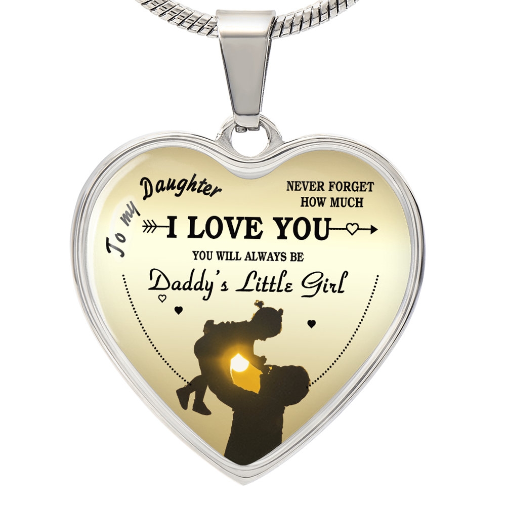 To My Daughter Heart Necklace Pendant - Luxury Silver, Gold Includes Gift Box!