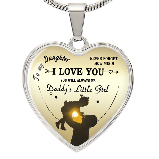 To My Daughter Heart Necklace Pendant - Luxury Silver, Gold Includes Gift Box!