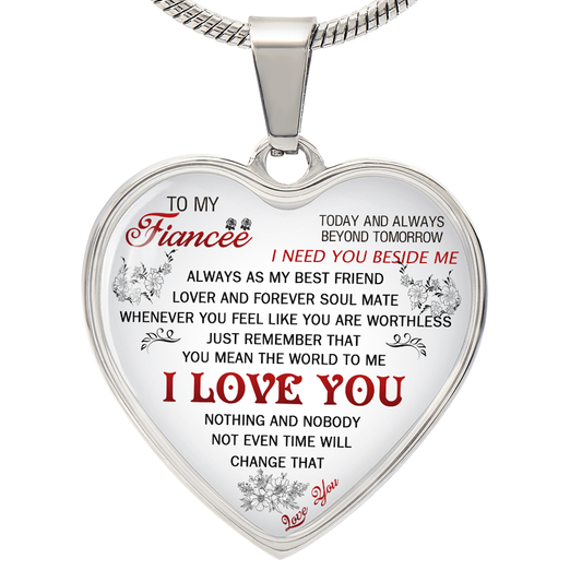 To My Fiancee I Need You Heart Necklace Luxury Silver, Gold - Includes Gift Box!