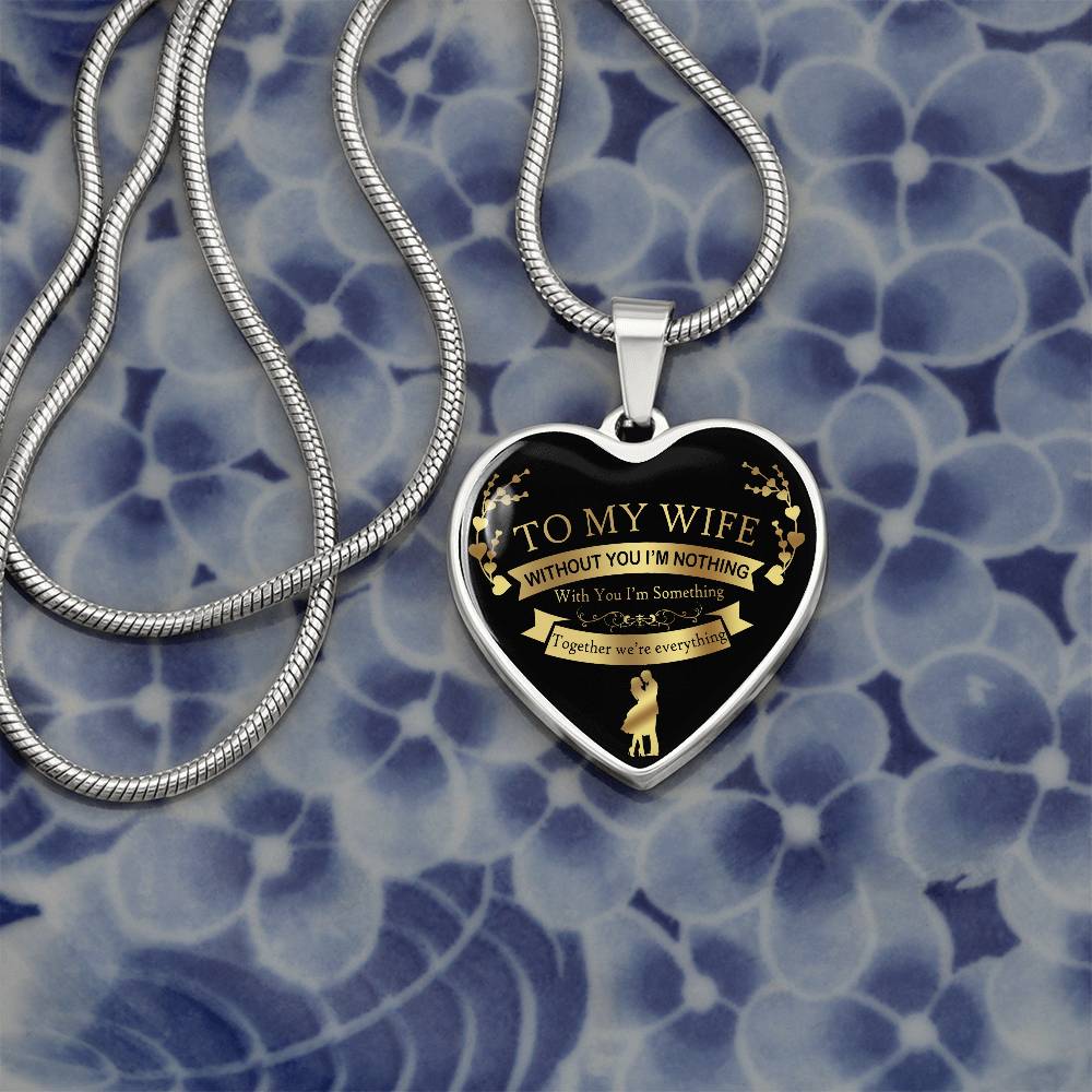 To My Wife Together We're Everything Heart Necklace Luxury Silver Gold Gift Box!