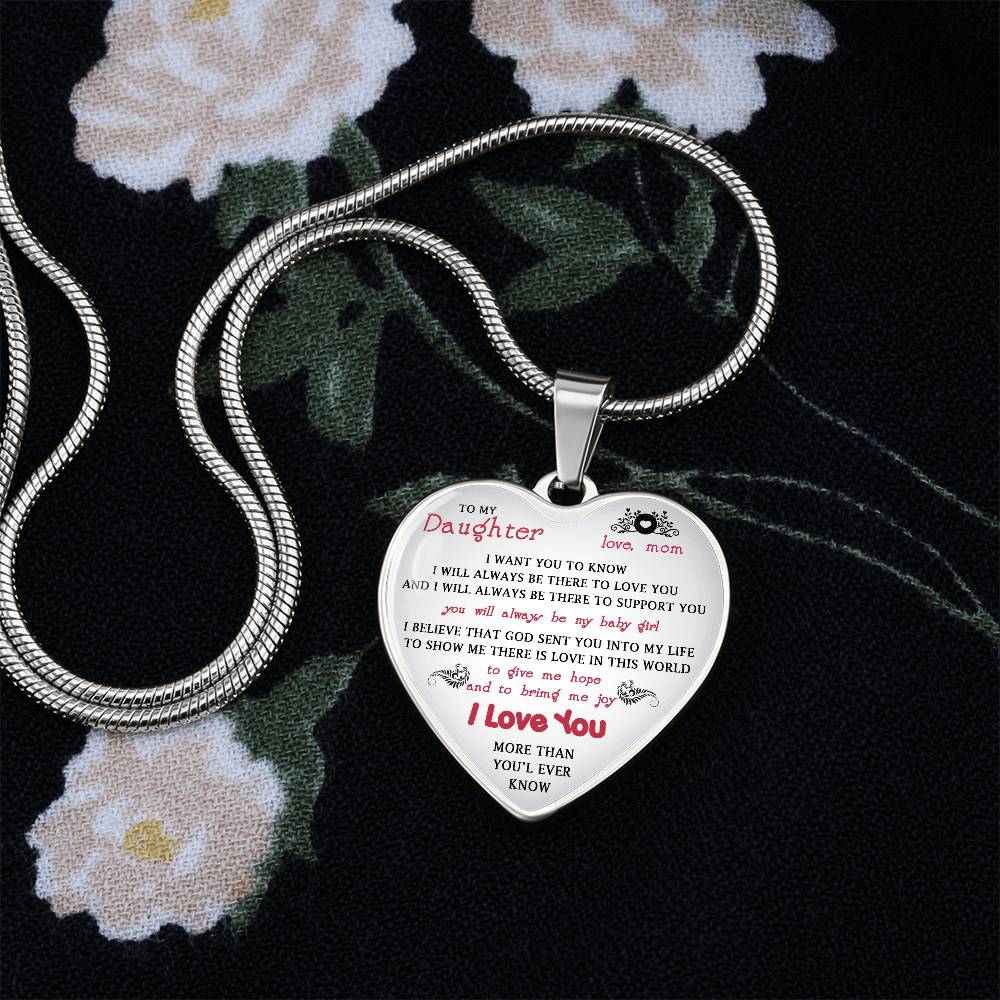 To My Daughter Gift From Mom Heart Necklace Luxury Silver Gold Includes Gift Box