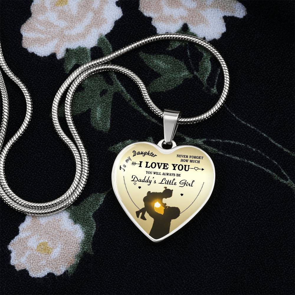 To My Daughter Heart Necklace Pendant - Luxury Silver, Gold Includes Gift Box!