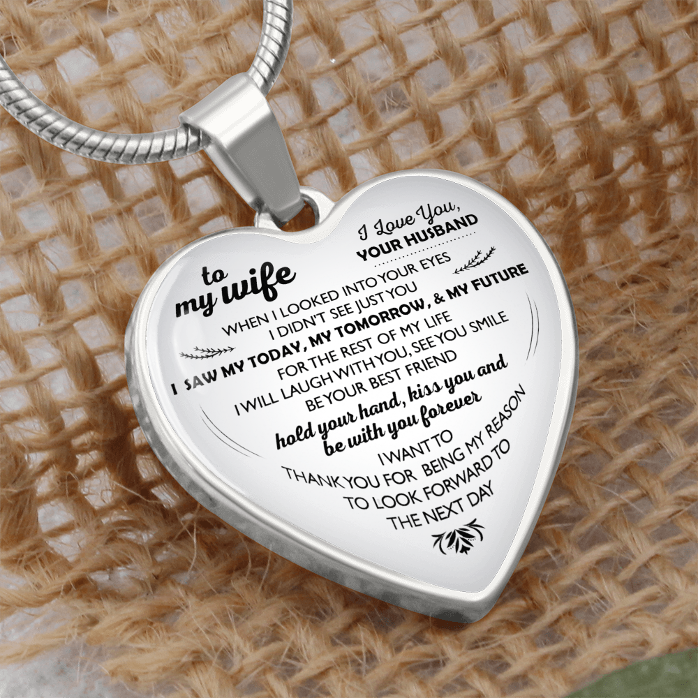 Wife And Husband I Love You Jewelry - To My Wife Gift Heart Necklace From Daughter On Xmas
