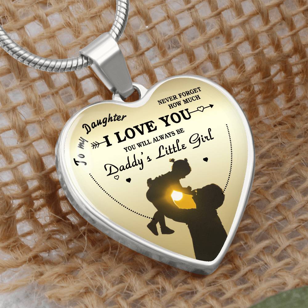 To My Daughter Heart Necklace Pendant - Luxury Silver, Gold Includes Gift Box!