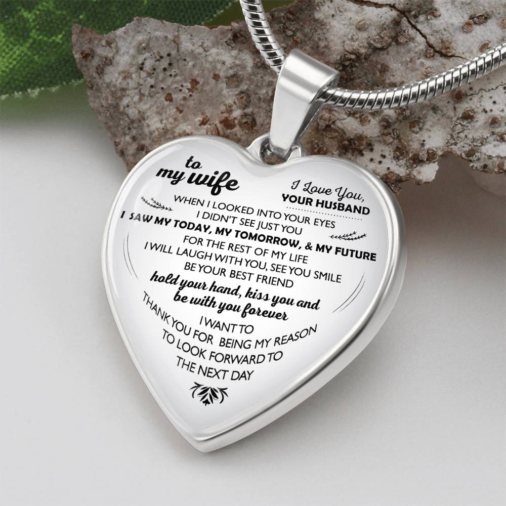 Wife And Husband I Love You Jewelry - To My Wife Gift Heart Necklace From Daughter On Xmas