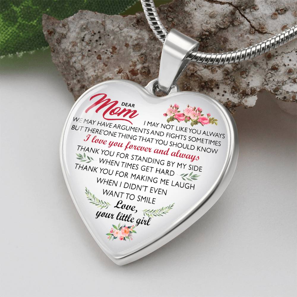To My Mom, Dear Mom Love You Heart Necklace Luxury Silver Gold Includes Gift Box