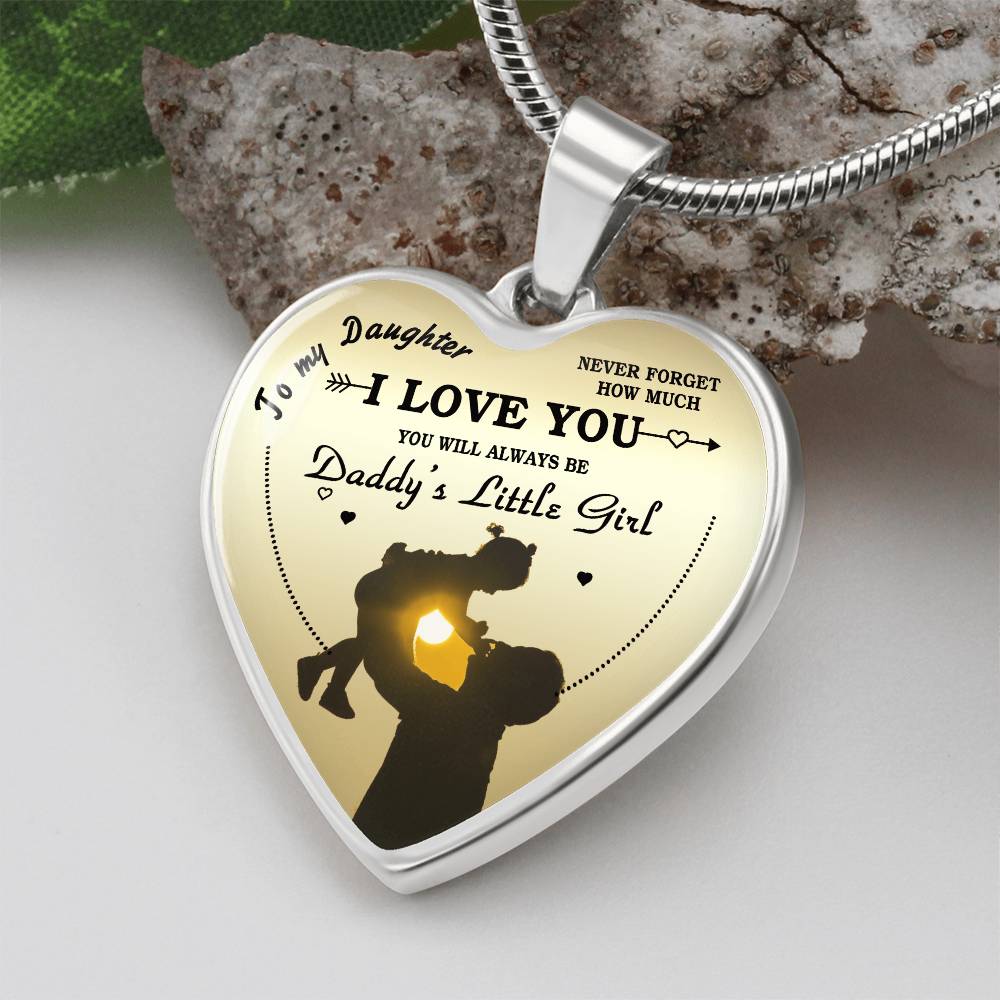 To My Daughter Heart Necklace Pendant - Luxury Silver, Gold Includes Gift Box!