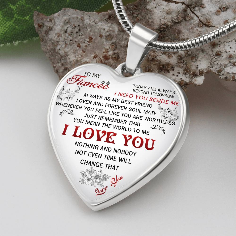 To My Fiancee I Need You Heart Necklace Luxury Silver, Gold - Includes Gift Box!