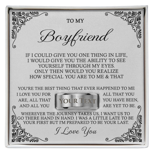 To My Boyfriend Engraved Name Men's Rings For Men Stainless Steel Size 8, 9, 10