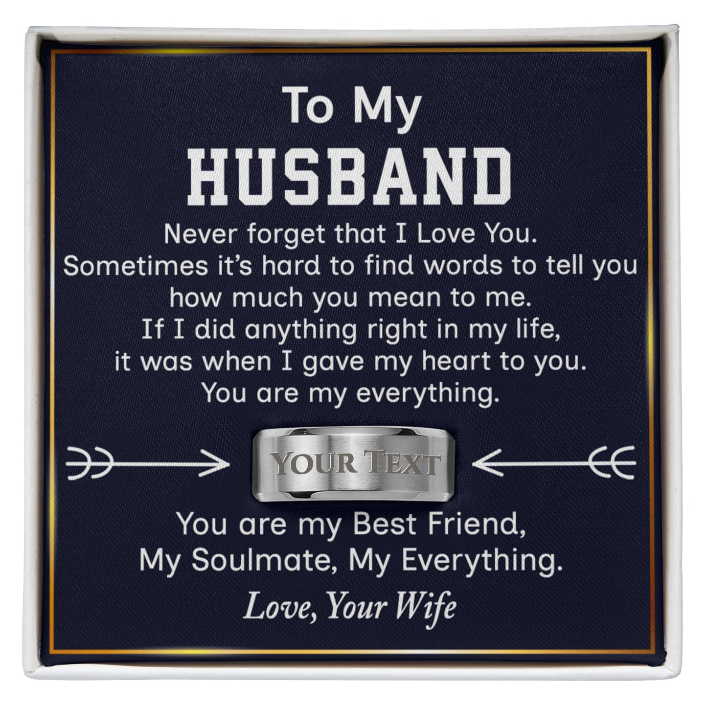 To My Husband Ring From Wife, Men's Ring Stainless Steel Jewelry Gift For Him