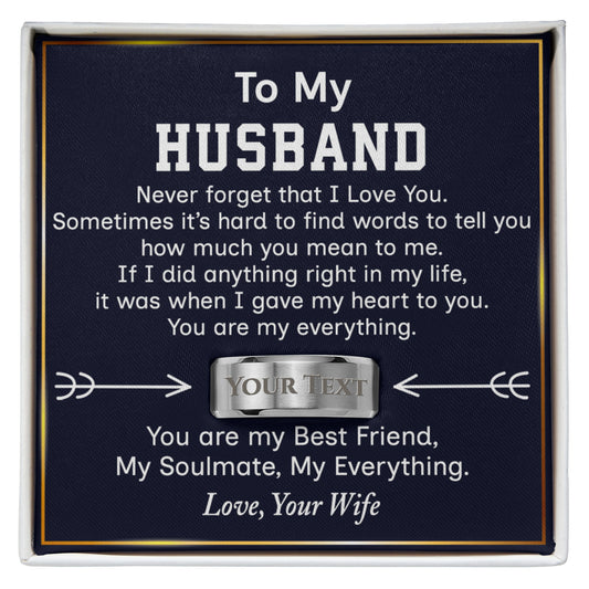 To My Husband Ring From Wife, Men's Ring Stainless Steel Jewelry Gift For Him
