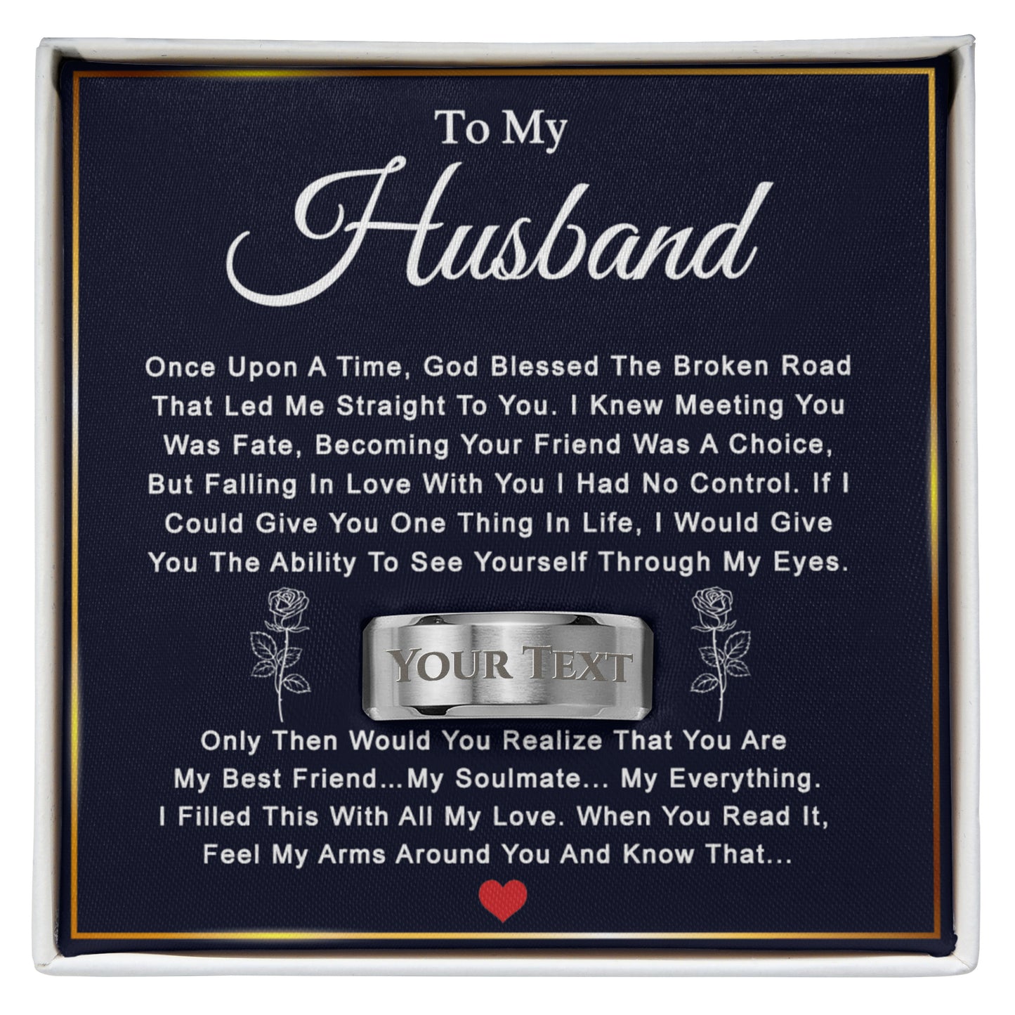 To My Husband Ring Mens Stainless Steel From Wife, Jewelry Gift For Him Size 8, 9, 10