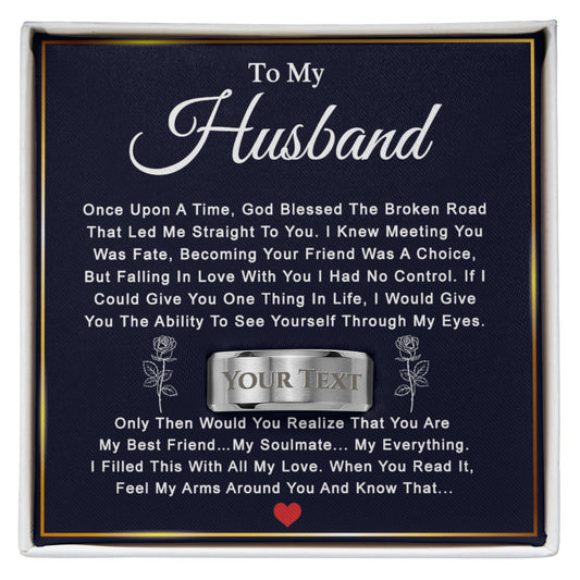 To My Husband Ring Mens Stainless Steel From Wife, Jewelry Gift For Him Size 8, 9, 10