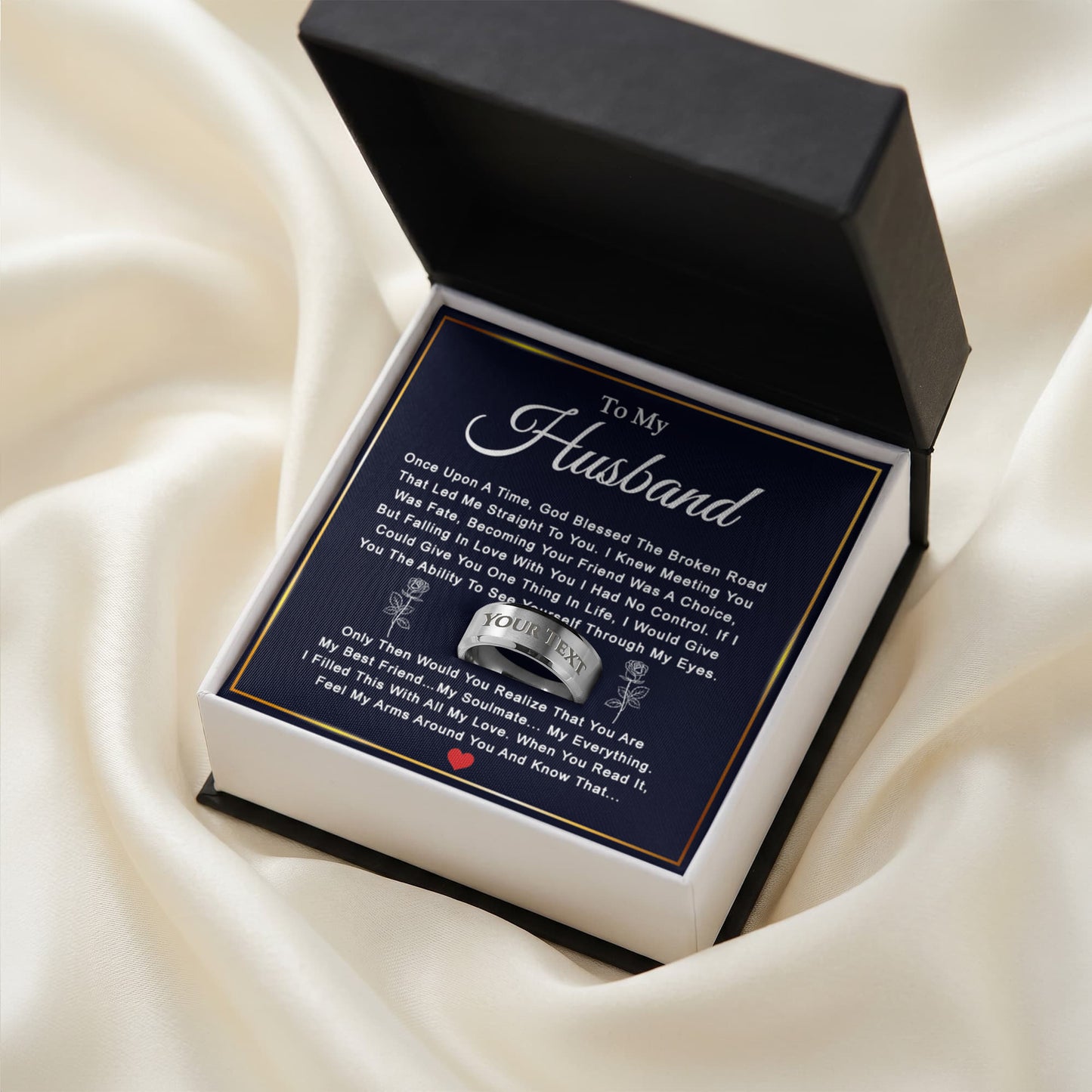 To My Husband Ring Mens Stainless Steel From Wife, Jewelry Gift For Him Size 8, 9, 10