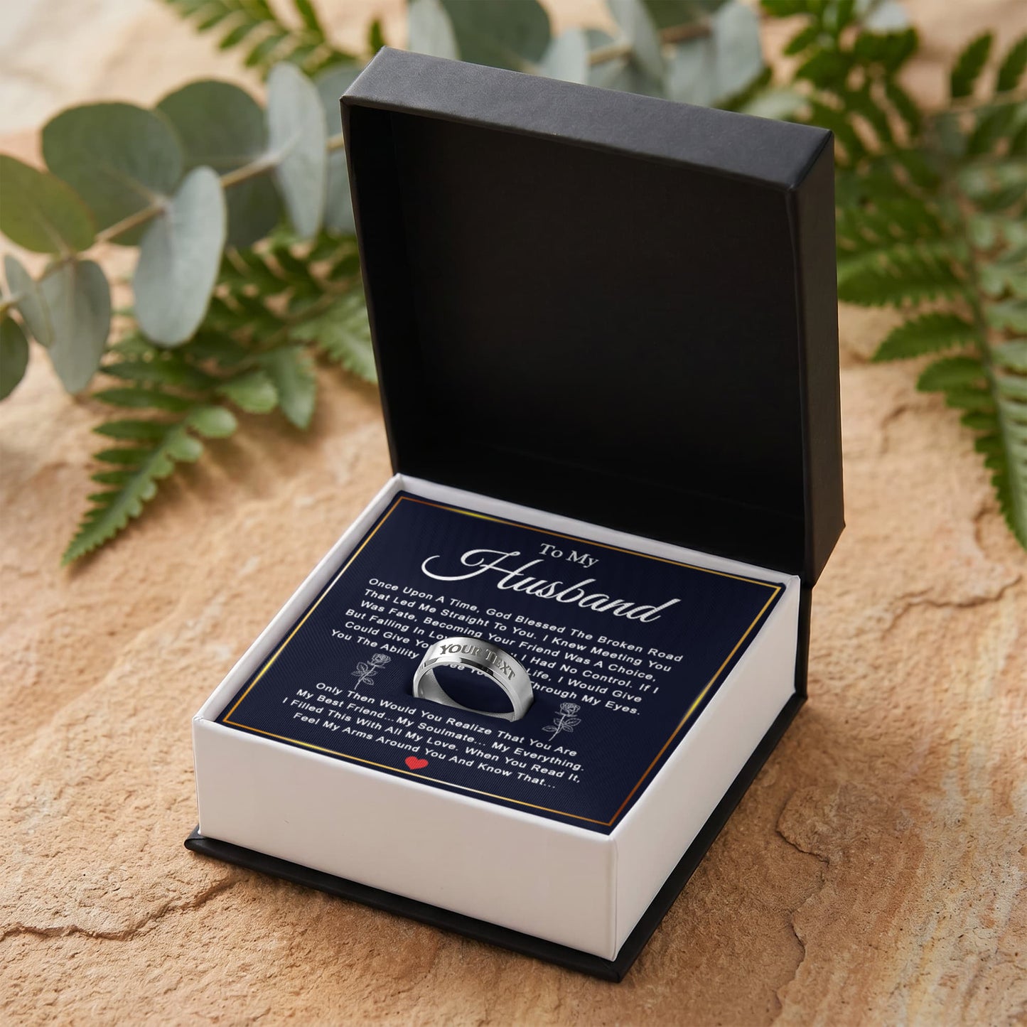 To My Husband Ring Mens Stainless Steel From Wife, Jewelry Gift For Him Size 8, 9, 10
