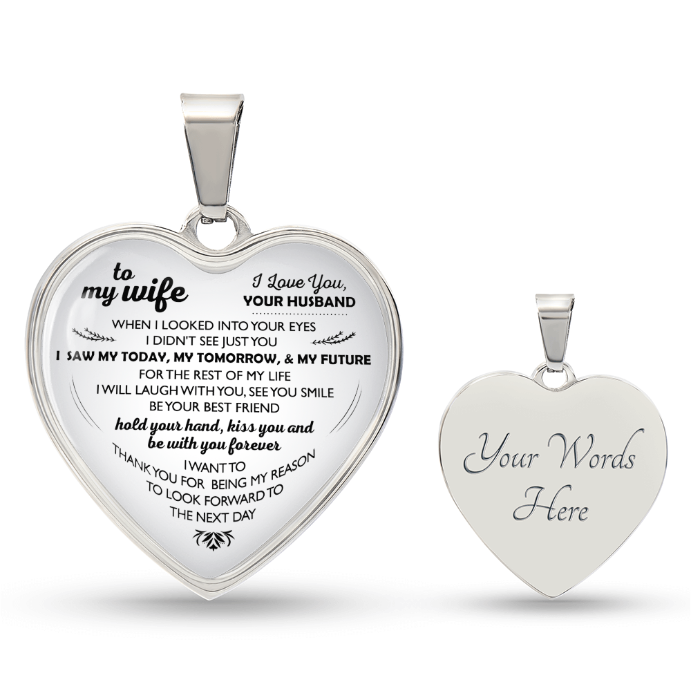 Wife And Husband I Love You Jewelry - To My Wife Gift Heart Necklace From Daughter On Xmas