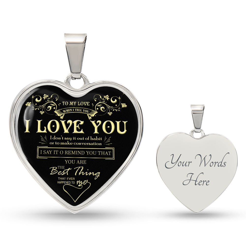 To My Love Pendant My Love Heart Necklace Luxury Silver, Gold Includes Gift Box!