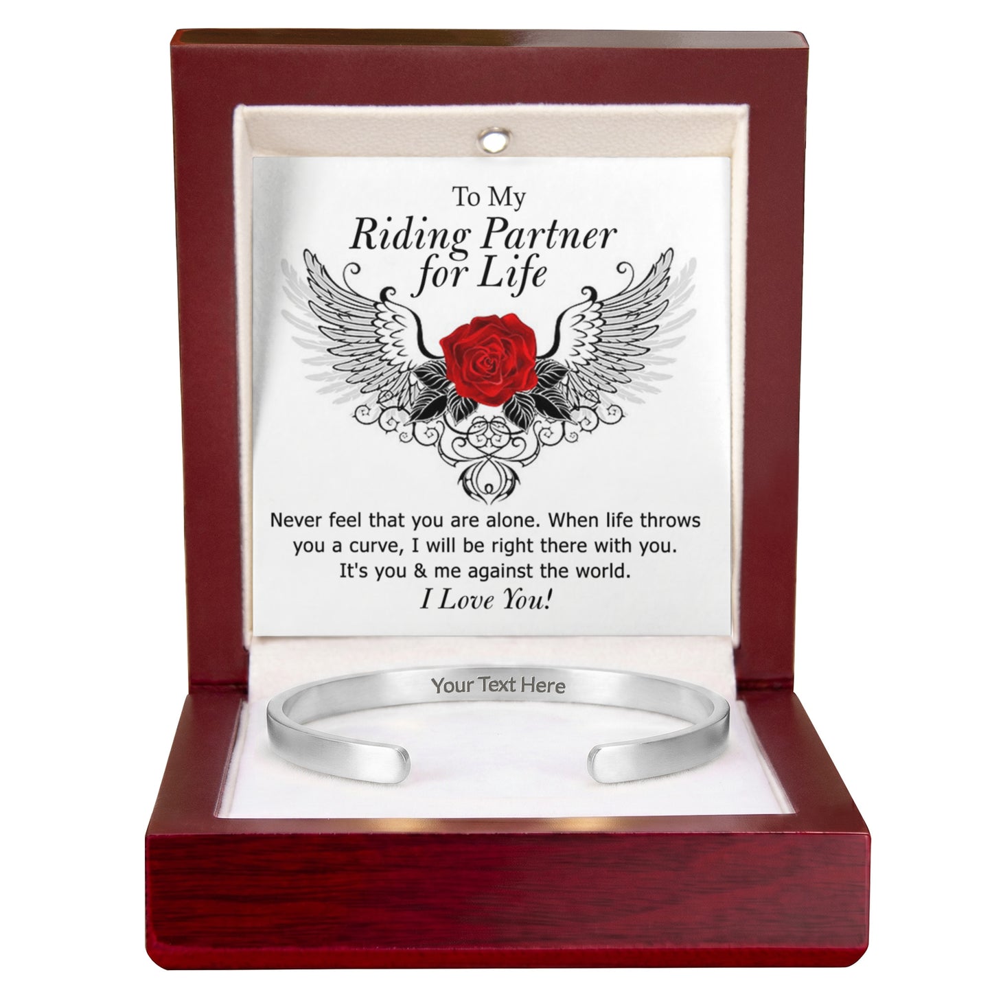To My Riding Partner for Life Engraved Cuff Bracelet, Gift BraceletFor Girlfriend, Gift Bracelet To My Wife, Soulmate Gift Bracelet For Her Luxury Jewelry Bracelets Gift On Birthday, Xmas, Anniversary
