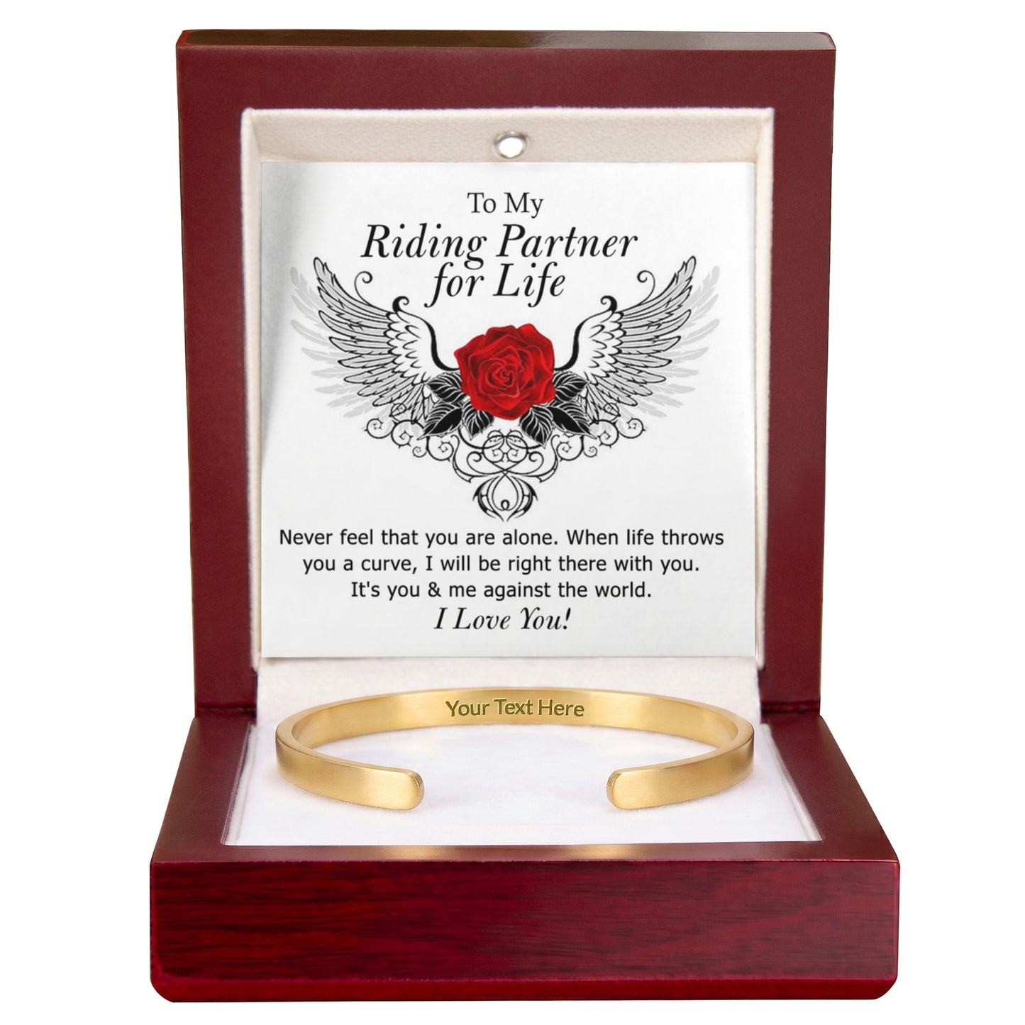 To My Riding Partner for Life Engraved Cuff Bracelet, Gift BraceletFor Girlfriend, Gift Bracelet To My Wife, Soulmate Gift Bracelet For Her Luxury Jewelry Bracelets Gift On Birthday, Xmas, Anniversary