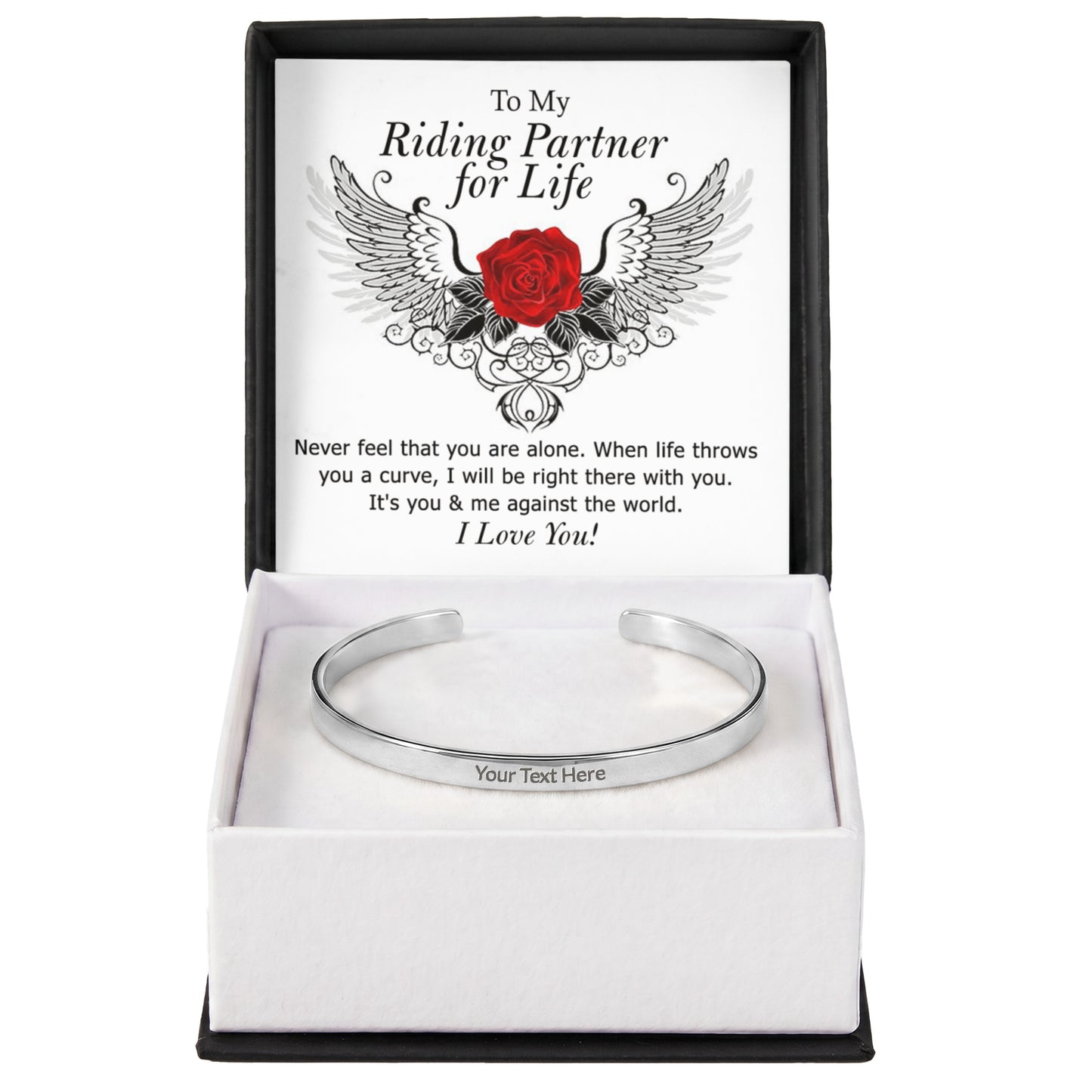 To My Riding Partner for Life Engraved Cuff Bracelet, Gift BraceletFor Girlfriend, Gift Bracelet To My Wife, Soulmate Gift Bracelet For Her Luxury Jewelry Bracelets Gift On Birthday, Xmas, Anniversary