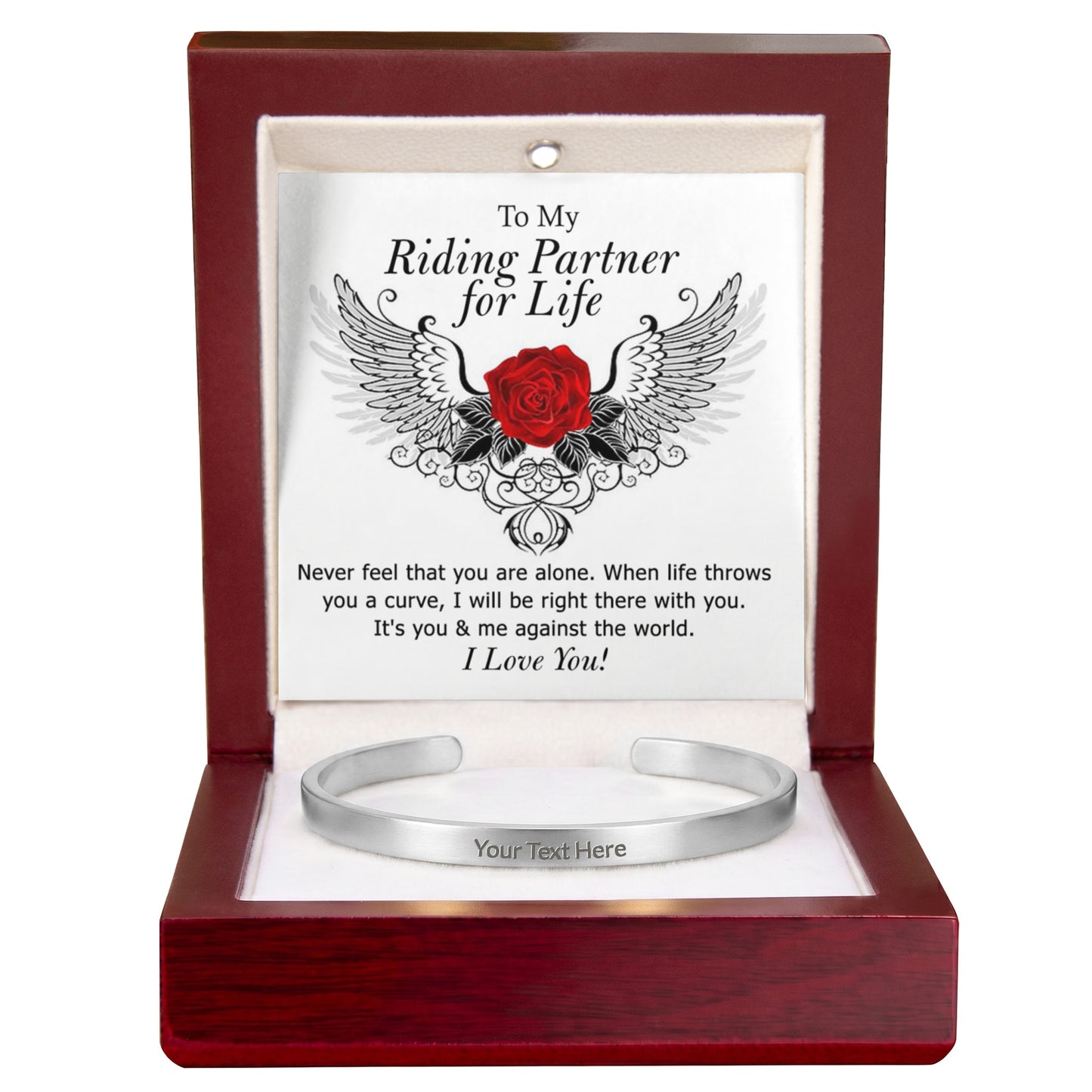 To My Riding Partner for Life Engraved Cuff Bracelet, Gift BraceletFor Girlfriend, Gift Bracelet To My Wife, Soulmate Gift Bracelet For Her Luxury Jewelry Bracelets Gift On Birthday, Xmas, Anniversary