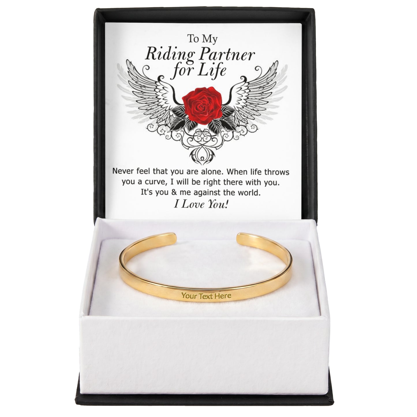 To My Riding Partner for Life Engraved Cuff Bracelet, Gift BraceletFor Girlfriend, Gift Bracelet To My Wife, Soulmate Gift Bracelet For Her Luxury Jewelry Bracelets Gift On Birthday, Xmas, Anniversary