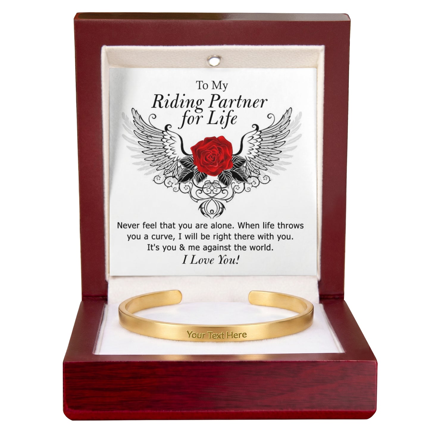 To My Riding Partner for Life Engraved Cuff Bracelet, Gift BraceletFor Girlfriend, Gift Bracelet To My Wife, Soulmate Gift Bracelet For Her Luxury Jewelry Bracelets Gift On Birthday, Xmas, Anniversary