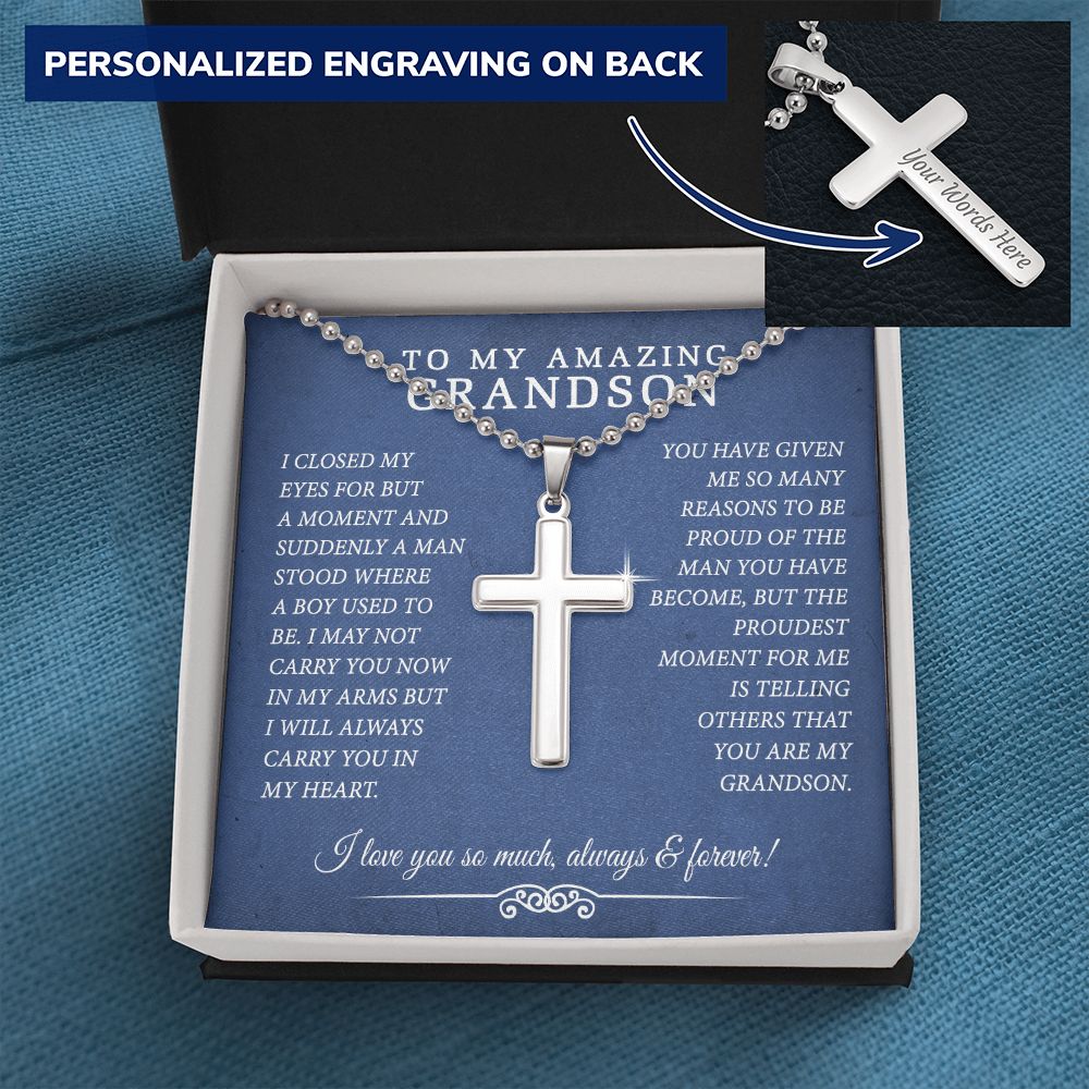 Grandson Gift, To My Grandson Necklace, Gifts For Grandson From Grandmother CUSTOME NAME 175057223068