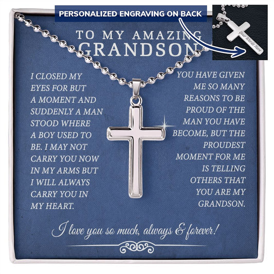Grandson Gift, To My Grandson Necklace, Gifts For Grandson From Grandmother CUSTOME NAME 175057223068