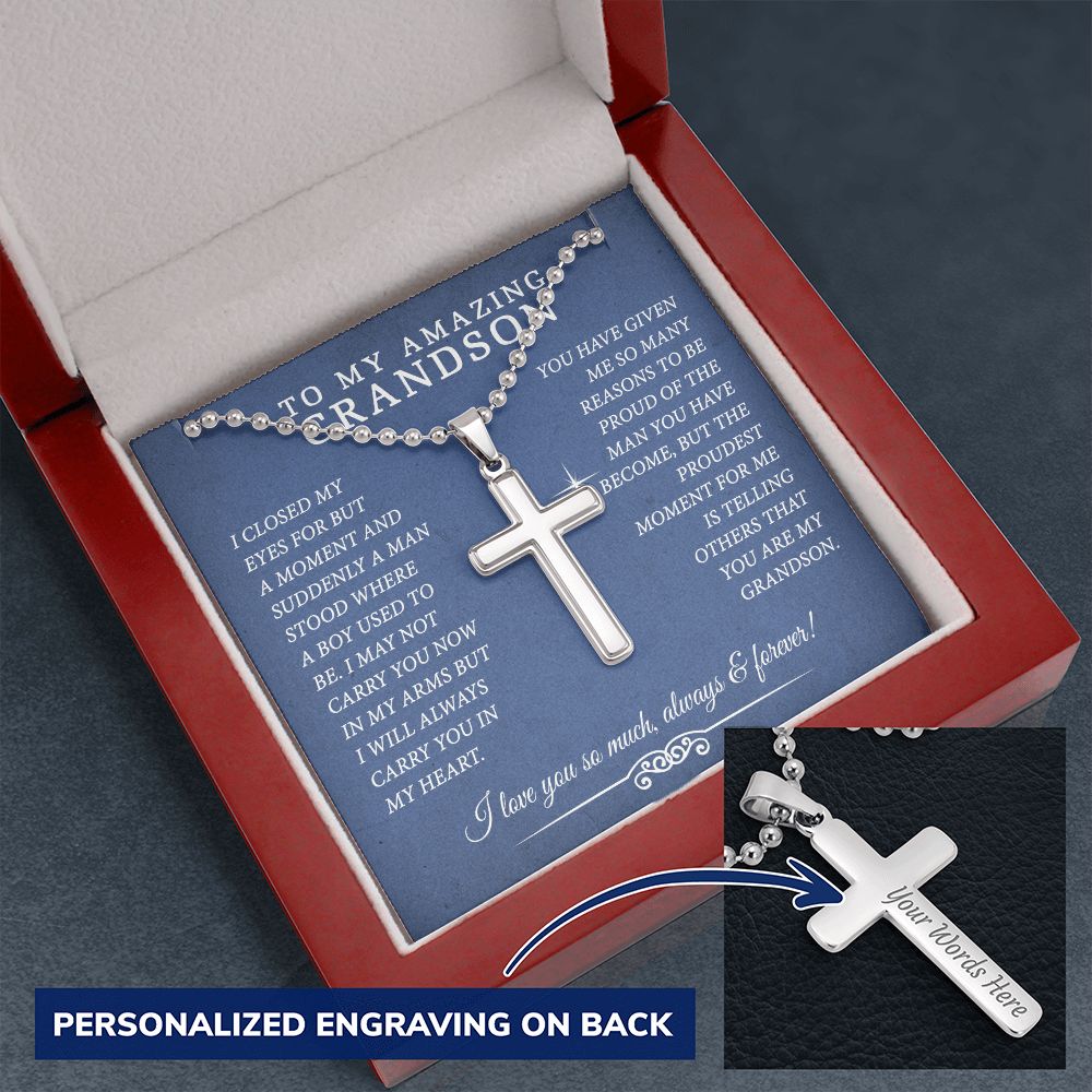 Grandson Gift, To My Grandson Necklace, Gifts For Grandson From Grandmother CUSTOME NAME 175057223068