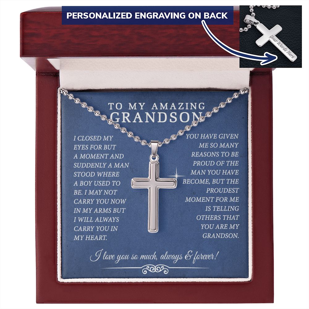 Grandson Gift, To My Grandson Necklace, Gifts For Grandson From Grandmother CUSTOME NAME 175057223068