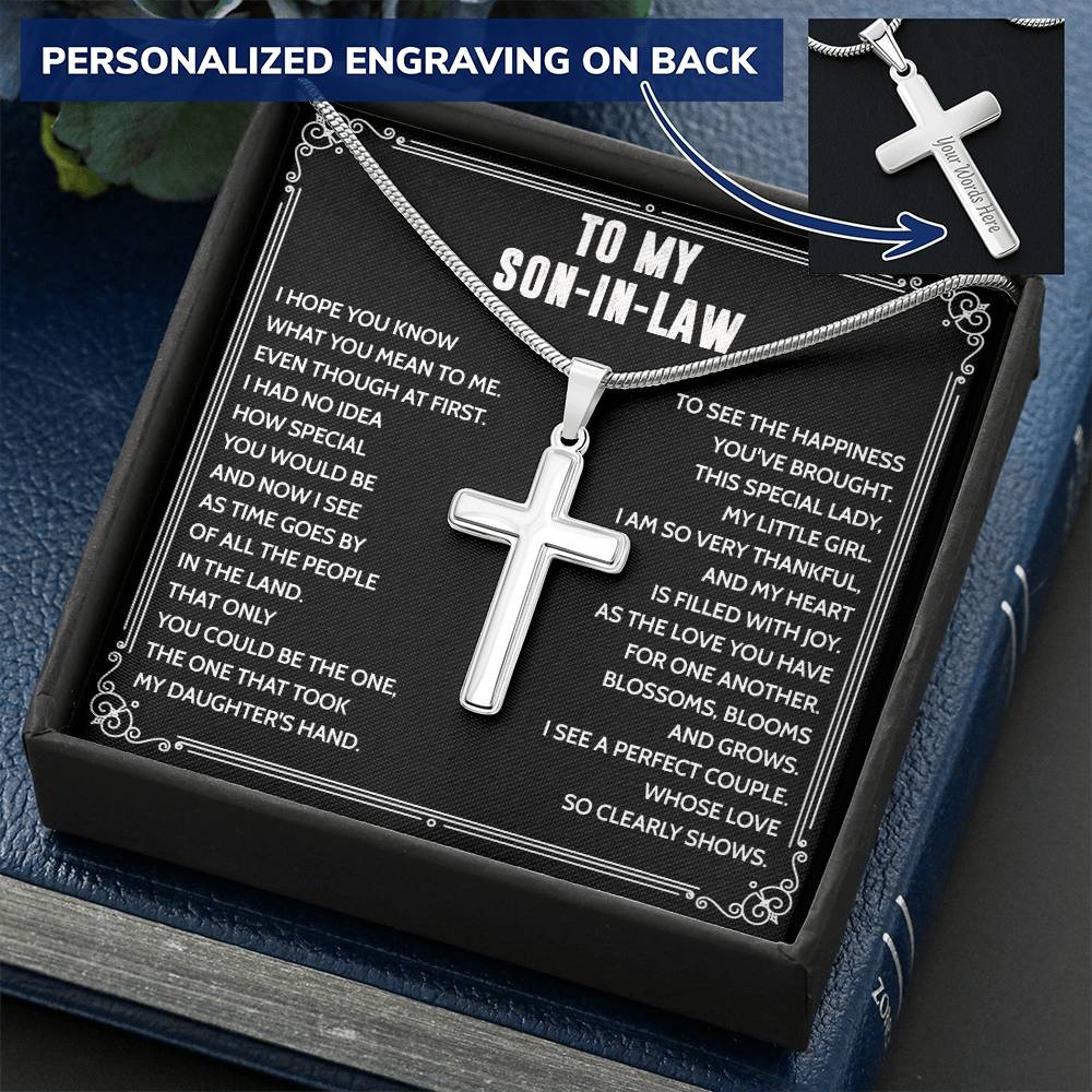 Mother to Son-in-law Cross Pendant Necklace for Son-in-law Birthday Wedding Gift 174792748296