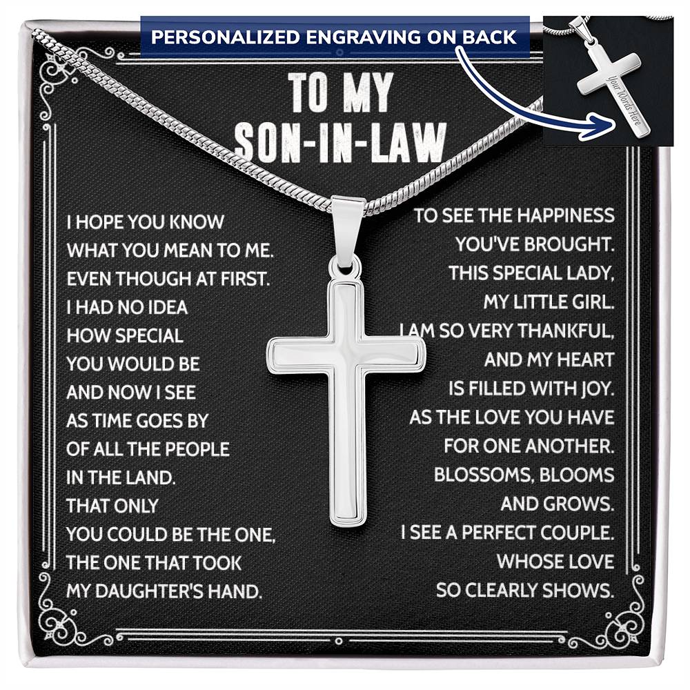 Mother to Son-in-law Cross Pendant Necklace for Son-in-law Birthday Wedding Gift 174792748296