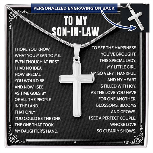 Mother to Son-in-law Cross Pendant Necklace for Son-in-law Birthday Wedding Gift 174792748296