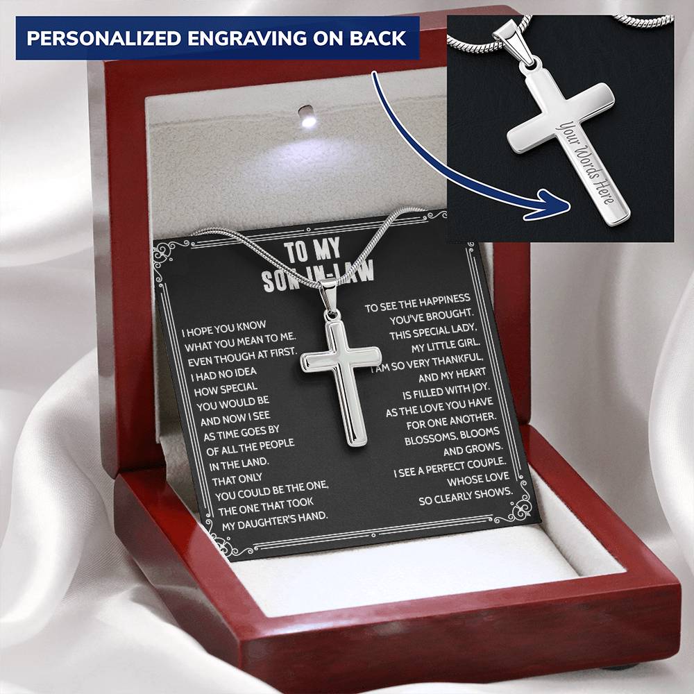 Mother to Son-in-law Cross Pendant Necklace for Son-in-law Birthday Wedding Gift 174792748296