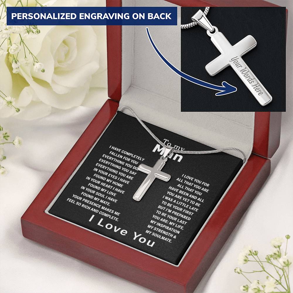 Cross Necklace Gift For Man, To My Man Cross Necklace From Women, Soulmate And Man Gift Necklace, Man And Soulmate Cross Necklace, Jewelry Gift For Men, Mans, Boyfriend Gift Necklace Gift For Him