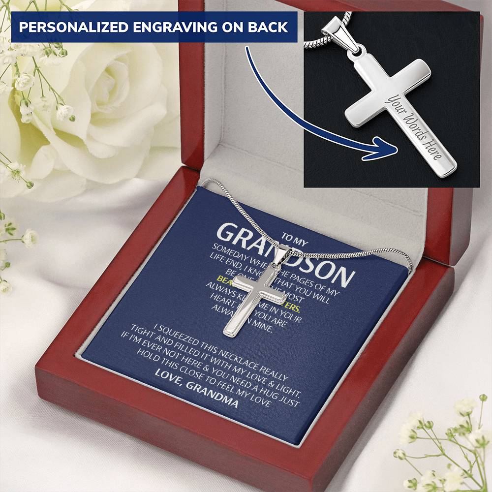To My Grandson Cross Necklace From Grandma, Gift Necklace for grandson Cross Necklace Gift for Grandson, Grandma And grandson Gift Cross Necklace On Birthday, Graduation Jewelry Gift For Boys, Him