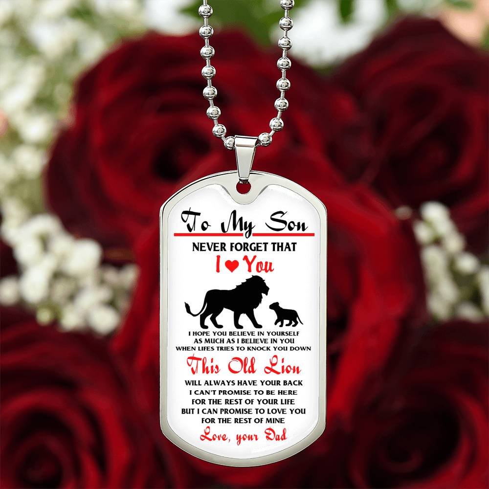 To My Son Lion DOg Tag Gift For Son, Father And Son Jewelry GIft On Xmas
