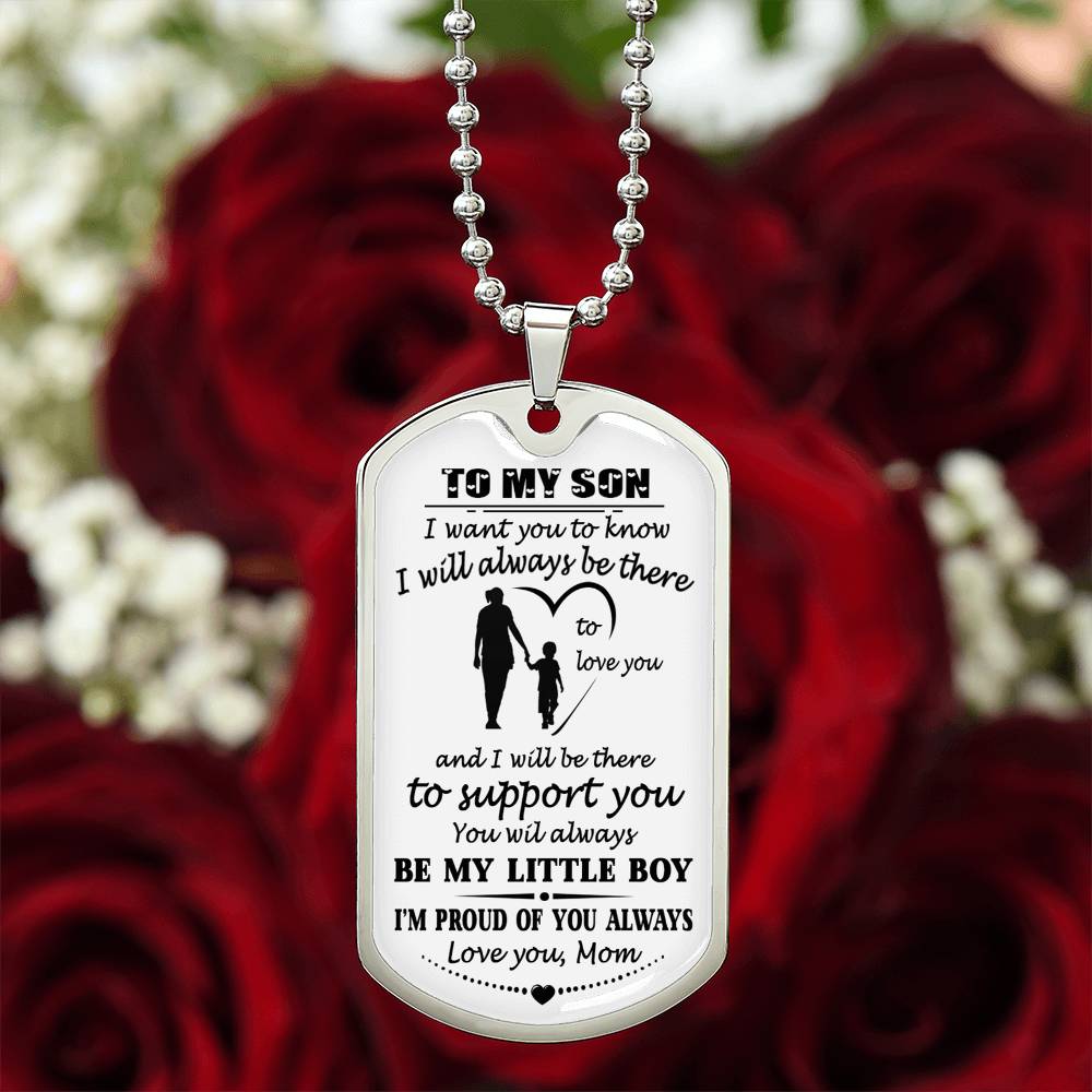 Mom And Son Gift Jewelry, To My Son Dog Tag From Mom On Christmas, Birthday