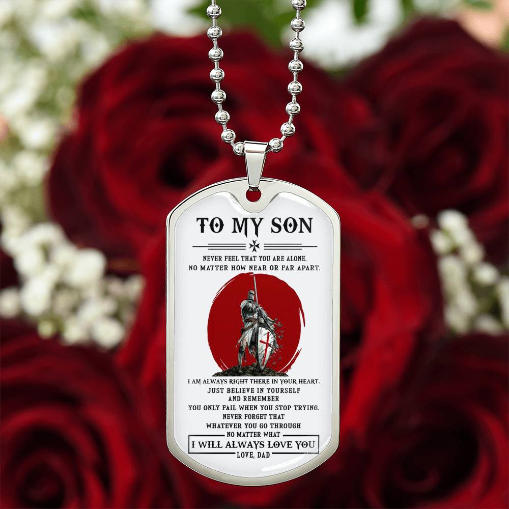 To My Son Dog Tag From Dad, Jewelry Gift For Son On Anniversary Xmas