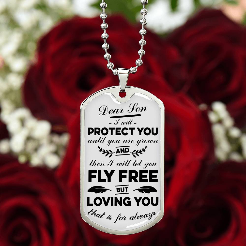 Dear Son Dog Tag Gift For Him, To My Son Necklace Loving You