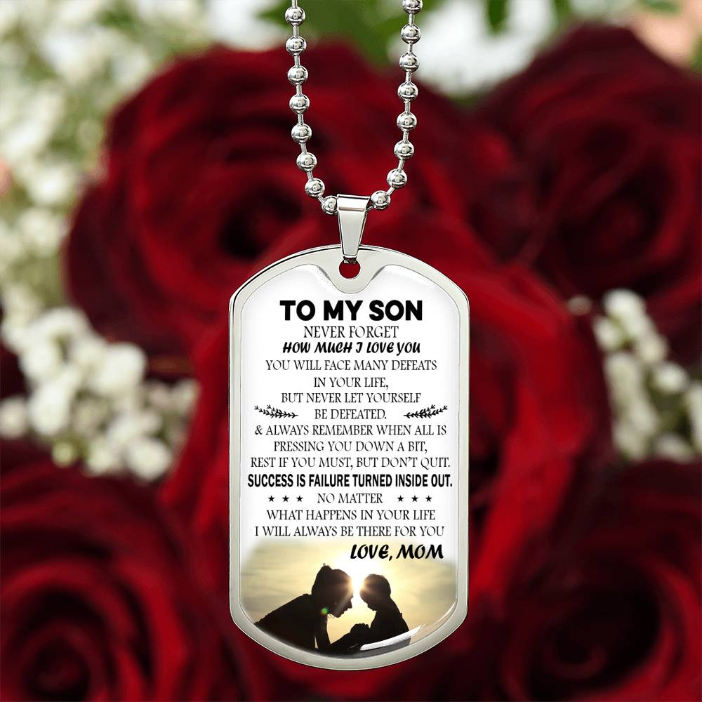 Mom And Son GIft Jewelry, To My Son Dog Tag From Mom Chain For Son