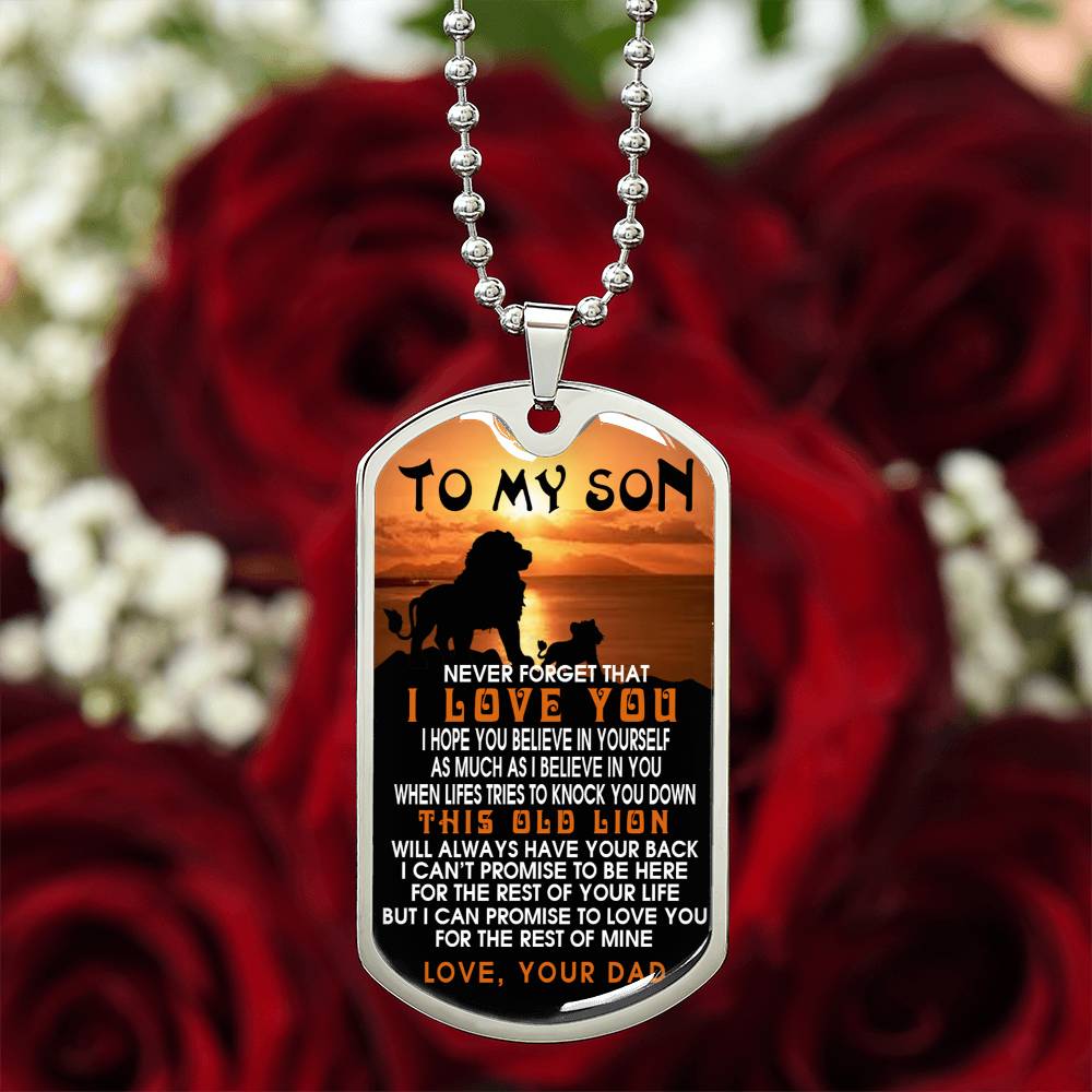 Lion Dog Tag Jewelry, To My Son Lion Dog Tag From Dad, This Old Lion Tag Pendant