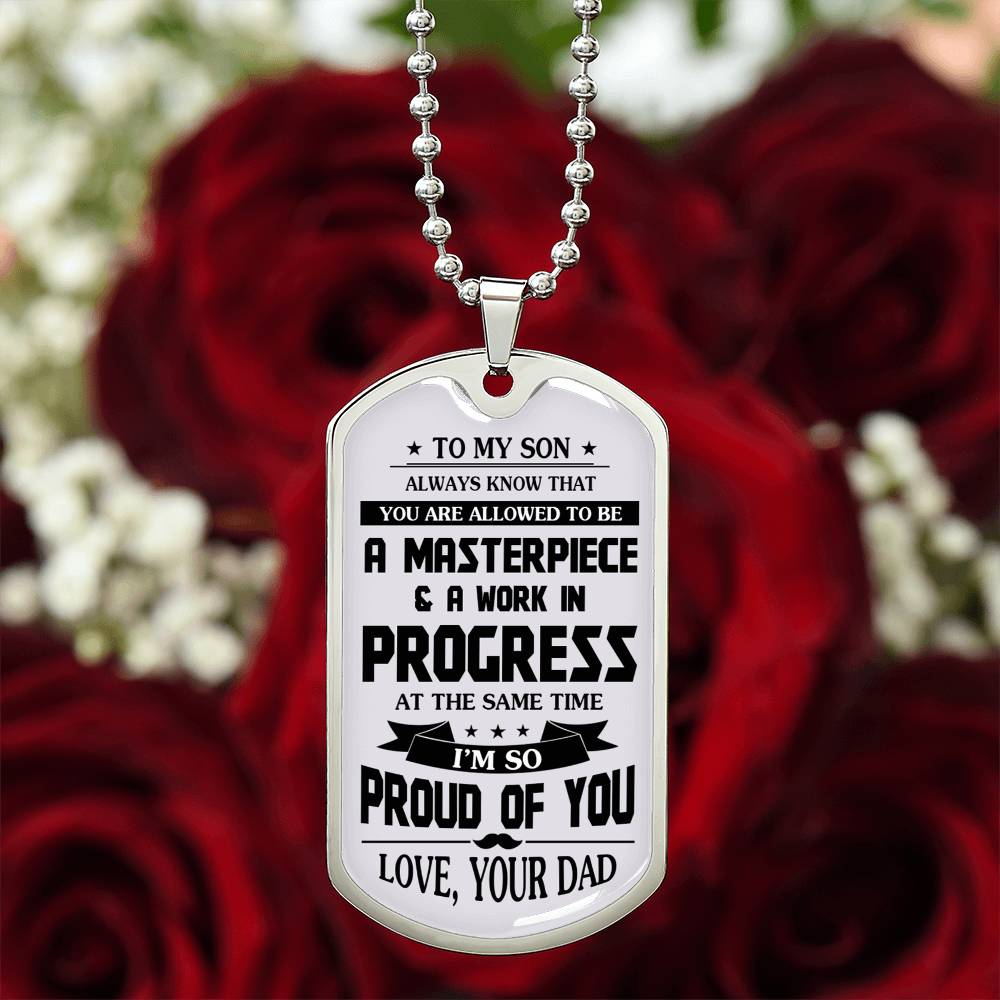 Father And Son Jewelry, To My Son Dog Tag From Dad Proud Of You